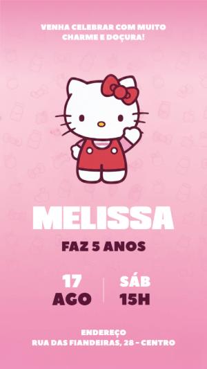 Convite de Aniversário Hello Kitty para Editar Online