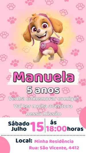 Convite de Aniversário Skye Patrulha Canina Editável