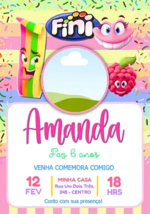 Convite de Aniversário Fini Colorido para Editar Online