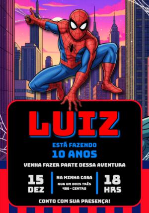 Convite Digital Homem-Aranha Editável