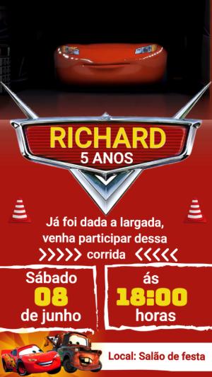 Convite Animado de Aniversário Carros: Edite seu Vídeo Rápido