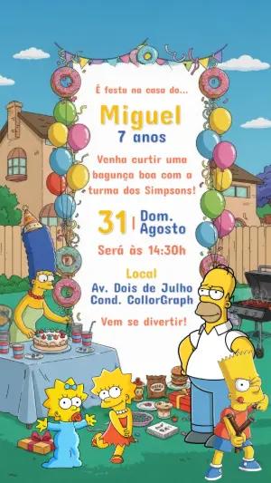 Convite de Aniversário Os Simpsons para Editar Online