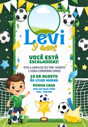 Convite de Aniversário Futebol com Foto para Editar