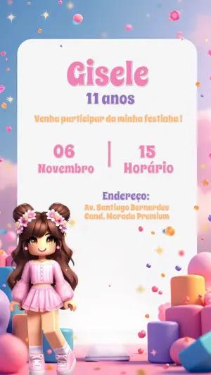Convite de Aniversário Roblox Menina para Editar Online