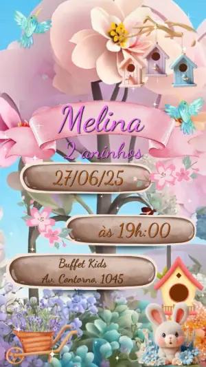 Convite Animado Aniversário Jardim Encantado para Editar Online