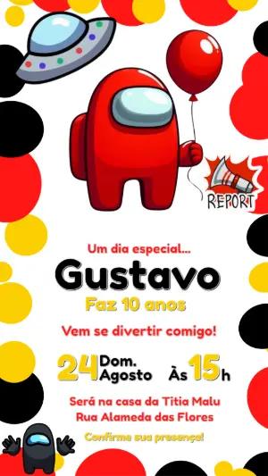 Convite de Aniversário Among Us Colorido para Editar