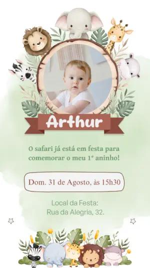 Convite de Aniversário Safari com Foto para Editar Online
