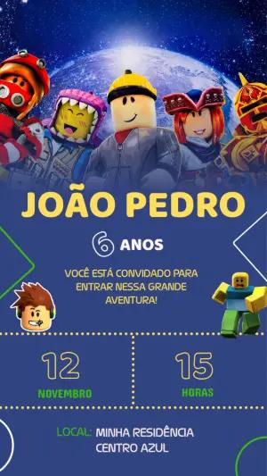 Convite Animado Aniversário Roblox para Editar Online