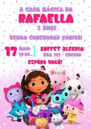 Convite Digital Aniversário Casa Mágica da Gabby Editável