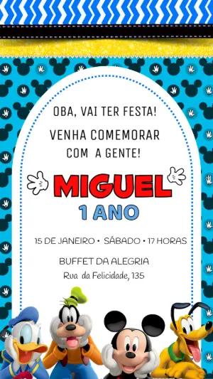 Convite Aniversário A Turma do Mickey para Editar Online