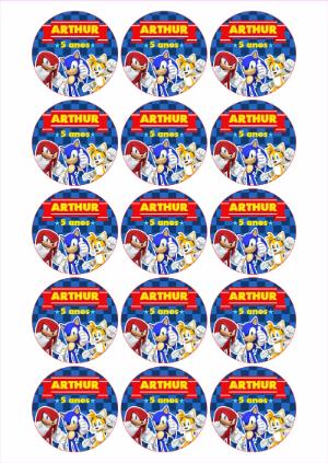 Adesivo para Pirulito Sonic de Aniversário para Editar