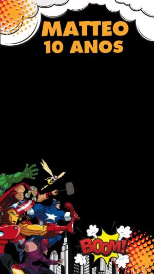 Moldura para Stories Vingadores estilo Quadrinhos para Editar