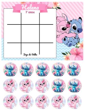 Lembrancinha Jogo da Velha Stitch e Angel para Editar