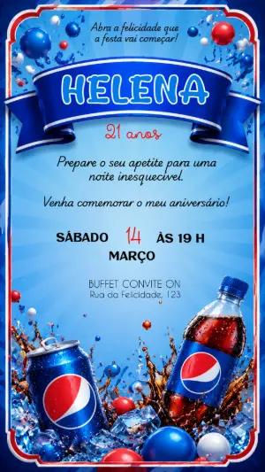 Convite de Aniversário Pepsi Editável para Festa Temática