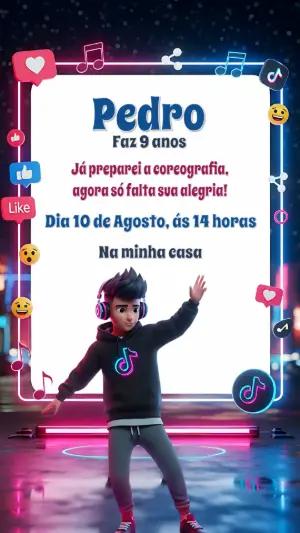Convite de Aniversário Tema TikTok para Editar Online