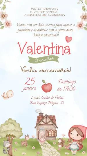 Vídeo Convite Chapeuzinho Vermelho Aquarela para Aniversário