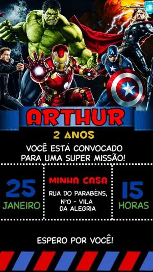 Convite de Aniversário Vingadores: Modelo Digital para Editar