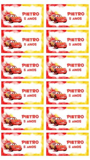 Tag de Aniversário Carros Disney para Editar Online