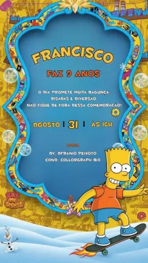 Convite Digital Aniversário Infantil Bart Simpson Editável