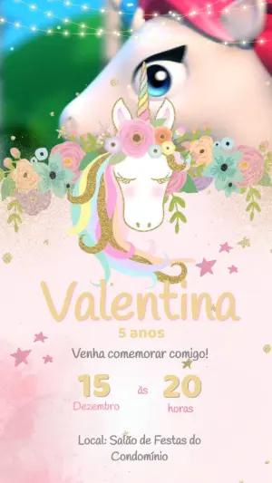 Convite Animado de Aniversário Unicórnio Mágico para Editar