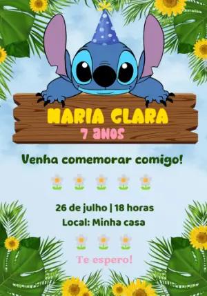 Convite de Aniversário Stitch Tropical para Editar Online