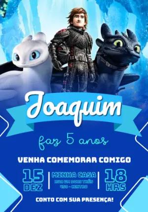 Convite de Aniversário Como Treinar o Seu Dragão Editável