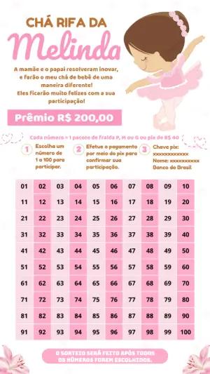 Chá Rifa de Bebê Bailarina Rosa para Editar