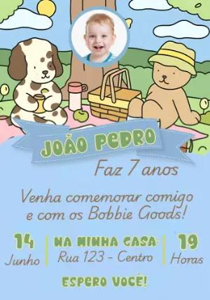 Convite de Aniversário Bobbie Goods com Foto Modelo Editável