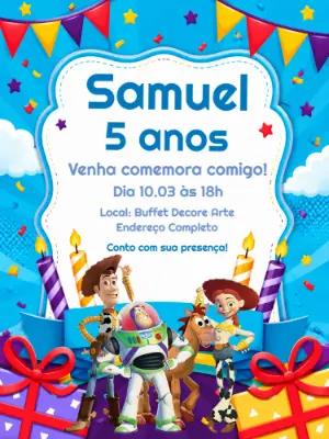Convite de Aniversário Toy Story: Modelo Digital para Editar