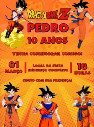 Convite de Aniversário Dragon Ball Z com Goku para Editar