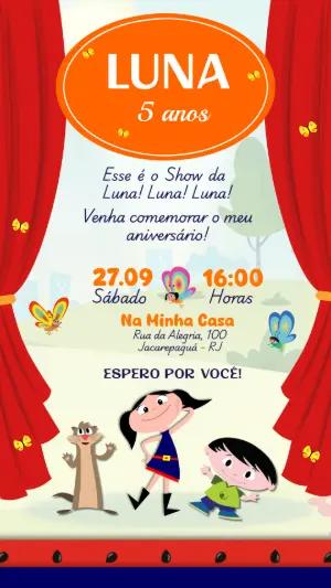 Convite de Aniversário Show da Luna Colorido para Editar