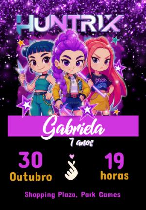 Convite Aniversário Huntrix Kpop para Editar Online