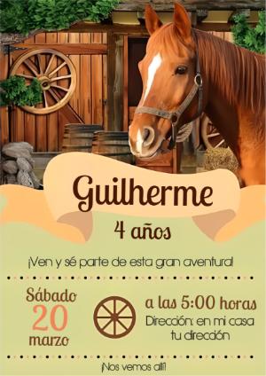 Invitación de Cumpleaños Vaquero con Caballo para Editar