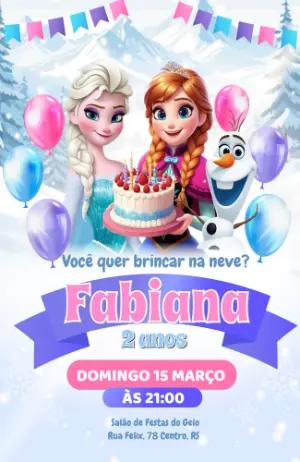 Convite de Aniversário Frozen Mágico para Editar Online
