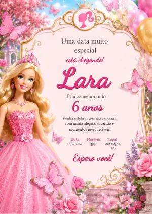 Convite de Aniversário Barbie Princesa Editável