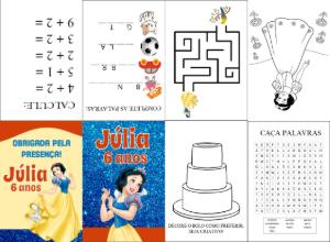 Mini Livro de Atividades Branca de Neve para Editar Online