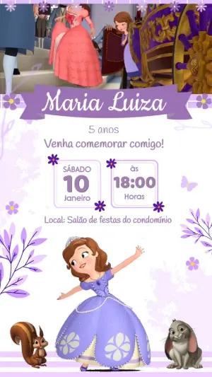 Convite Animado Princesinha Sofia para Editar Online