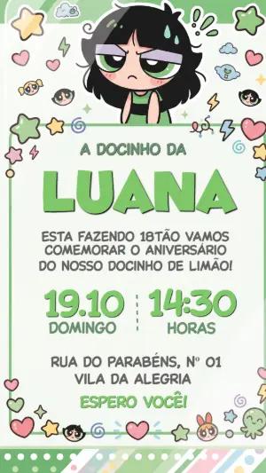 Convite de Aniversário Docinho Meninas Super Poderosas Editável