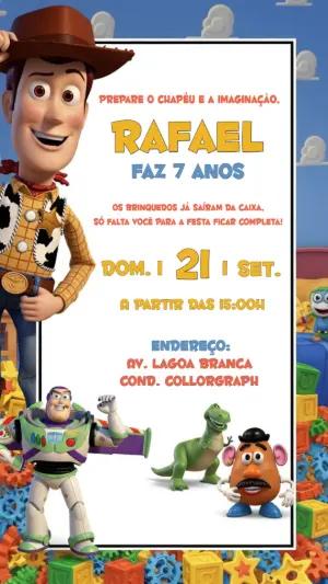 Convite de Aniversário Toy Story com Personagens para Editar