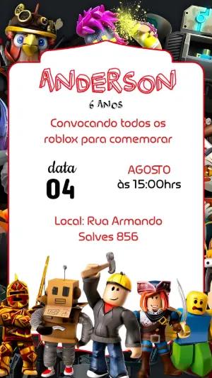 Convite Animado de Aniversário Roblox para Editar Online