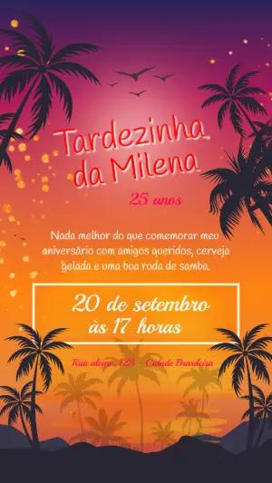 Convite Digital Aniversário Tardezinha Tropical para Editar
