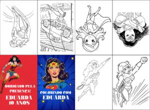 Livro de Colorir Mulher Maravilha Editável para Lembrancinha