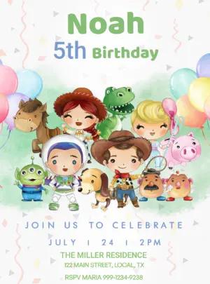 Cute Toy Story Friends Birthday Invitation - Editable Template
