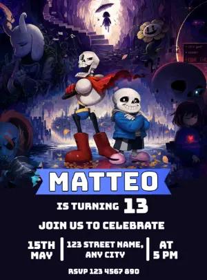 Undertale Game Theme Birthday Invitation | Editable Template
