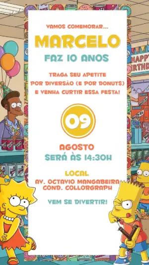 Convite de Aniversário Os Simpsons para Editar Online