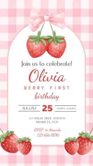 Berry First Birthday Invitation | Editable Strawberry Party Template