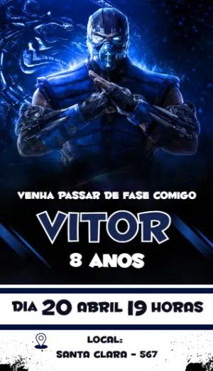 Convite de Aniversário Mortal Kombat Editável