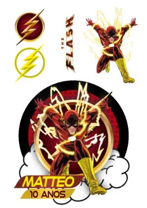 Topo de Bolo The Flash Editável para Aniversário de Herói