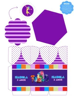 Centro de Mesa Divertida Mente Editável para Festa Infantil