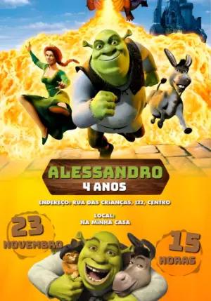 Convite de Aniversário Shrek em Aventura Explosiva para Editar